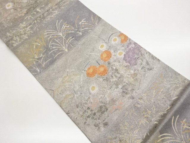 JAPANESE KIMONO / FUKURO OBI / WOVEN AUTUMNAL PLANT 